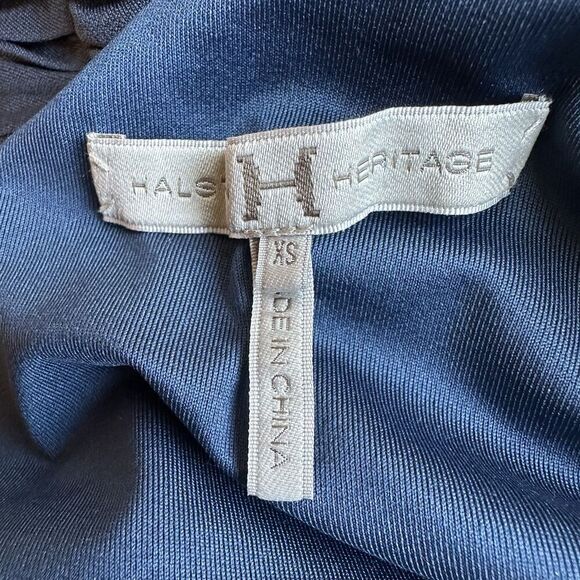 Halston Heritage One Shoulder Draped Ruched Cocktail Dress XS Blue Asymmetrical - Picture 5 of 8